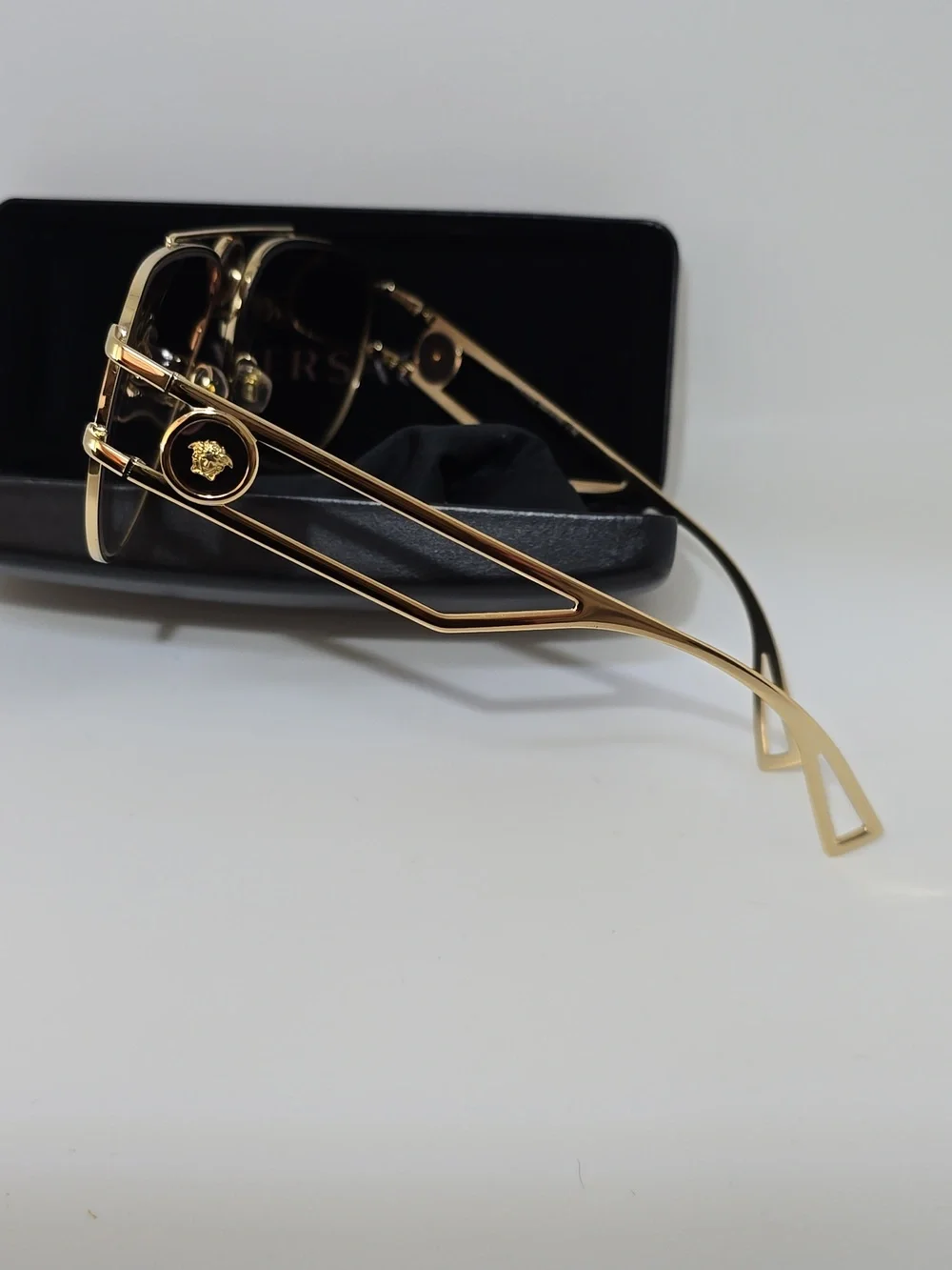 Versace Gold Frame Sunglasses with Brown Lenses